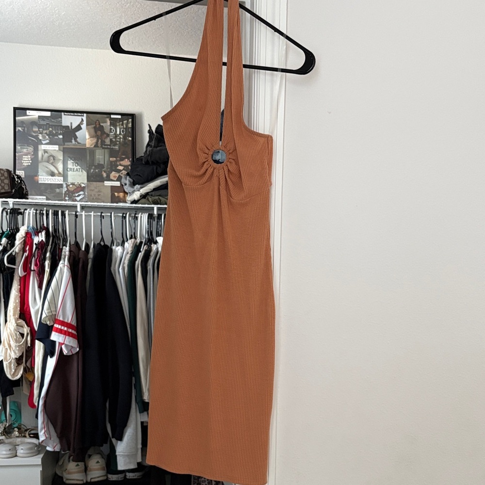 Elegant Tan Sleeveless Dress